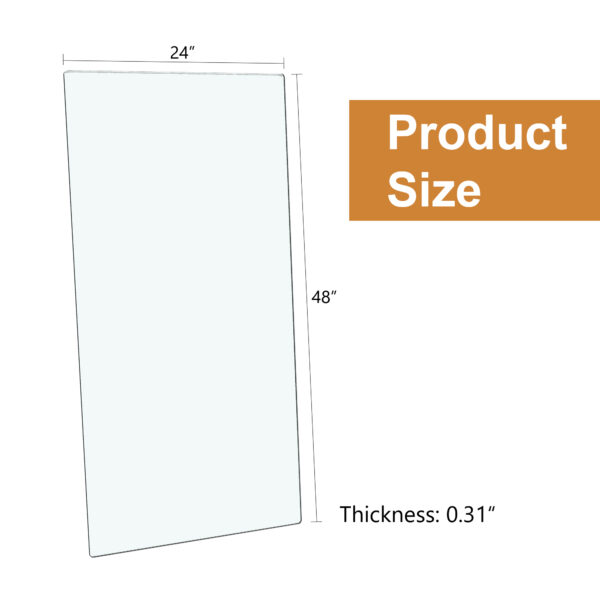 becbaa6d1ed340558ae78327a6f57958_2c0276fe70d1062e6a7faddbc30ebcdd ONLY Separate Glass Tabletop.24*48 inch Rectangular heat-resistant Transparent Tempered glass Tabletop.Suitable for various occasions such as kitchens and restaurants.Transparent,24*48*0.31 inch.