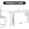 Modern minimalist dining table. Imitation marble glass sticker desktop, stainless steel legs, stable and beautiful. 4 premium PU seats. 63 inches * 35.4 inches * 29.5 inches DT-69 C-1162