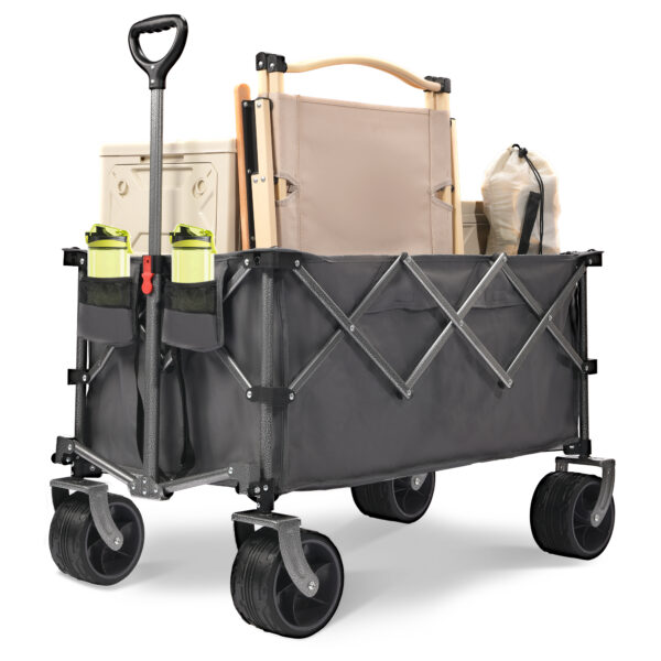 bee8c5e1395c41ad8772692fec61dc08_4dfc35719566a771a2740df269076064 PORTABLE 400L Collapsible Wagon, Folding Wagon Cart , Beach Wagon with Big Wheels, 450LB Heavy Duty Foldable Wagon, Large Capacity Wagon for Camping, Sports, Garden, Baseball