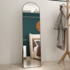 The 4st generation of floor mounted full length mirrors. Aluminum alloy metal frame arched wall mirror, bathroom makeup mirror, bedroom porch, clothing store, wall mounted.Black 59.8 "*16.5"W115112560