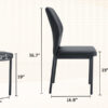 Luxury Simple Chair - Set of 6 BLACK PU Material High Resilience Dining Chair with Metal Black Leg.The Chair Back Has a Vertical Stripe Design With Smooth And Uniform Lines.