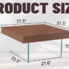 Walnut Colored Square MDF Coffee Table - 31.5"x31.5" with Tempered Glass Legs.Density Board Sticker,Reinforced Glass Legs.Walnut Colored Texture Sticker.