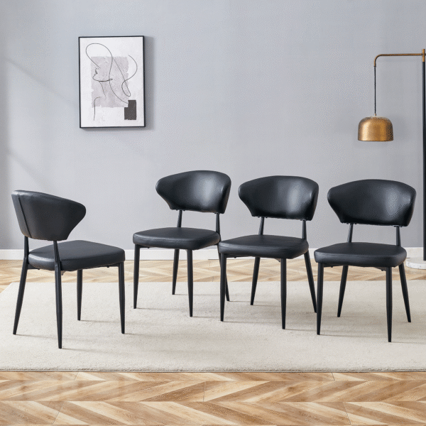 bf080fbce3164bd1a562a4fbcab59f5c_6c81d596de017cbb024bbc043bc9280b Black Minimalist Ergonomic Dining Chair, With A Curved Backrest For Comfortable Design,Unlocking A Comfortable And Minimalist New Sitting Posture. A Pack Of 4.Available In Black And White.