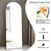 The 4st generation of floor mounted full length mirrors. Aluminum alloy metal frame arched wall mirror, bathroom makeup mirror, bedroom porch, clothing store, wall mounted.Black 59.8 "*16.5"W115112560