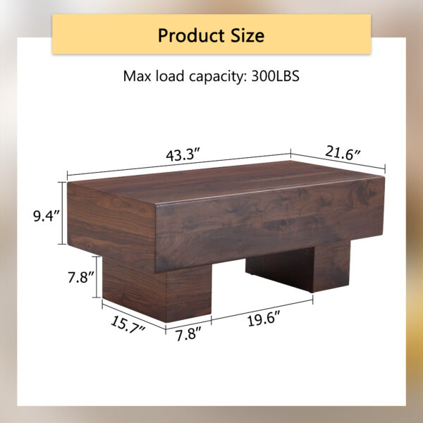 bf4216a7b9d5492aae06b134b274c7dc_0ecbcd2c5caf09f4a617b54e42fb0063 Modern Simple Walnut Colored Texture Sticker MDF Coffee Table - 43.3"x21.6"x17.2" Practical Model.Making it an ideal addition to any living room or apartment.