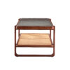 Modern simple rectangle double-layer Walnut color solid wood Glass desktop tea table rattan woven Chinese side table small rectangle table suitable for living room, dining room and bedroom