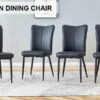 Modern Black PU Chair Set - Four Pieces, The backrest has a vertical and smooth line design.Suitable for placement in kitchen, living rooms, and other venues.W1151116744