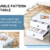 Double-drawer bedside table. The board surface is MDF sticker, and both sides are transparent tempered glass. The design is simple and elegant, with excellent storage functions.