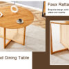 Chinese countryside retro solid wood round table, simple modern imitation rattan table, wooden table, desk. Suitable for dining room, living room, office