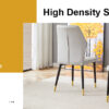 4 light gray modern dining chairs with stylish PU patterned backrest and black metal legs for a comfortable home experience in the kitchen, bedroom and office.