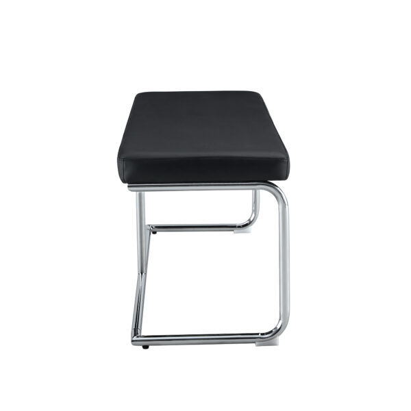 Black shoe changing bench silver metal legs,  sofa bench dining chair, suitable for bedroom fitting room, storage room, dining room, and living room. ST-005