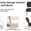 PU material cushioned rocking chair, unique rocking chair, cushioned seat, black backrest rocking chair, and gold metal legs. Comfortable side chairs in the living room, bedroom, and office