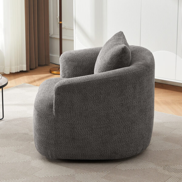 360° Swivel Chair, 38.2" Accent Chair Sofa, Upholstered Swivel Barrel Sofa Chair with a Throw Pillow for Living Room, Bedroom, Office and Hotel, Grey