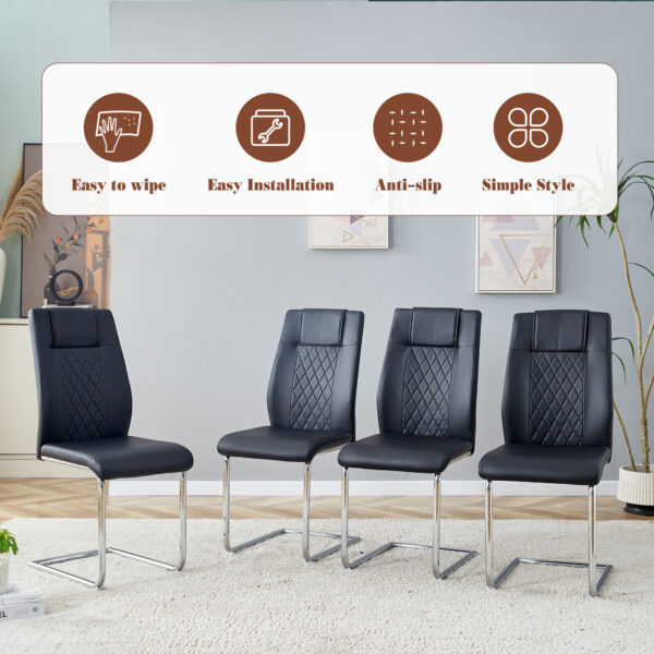 c02de9ffa3674961be7124d003038c25_36a08fb195e97dab5553ced6c46101d3 Table and chair set.63*31.4 Inch Pandora Patterned Sintered Stone Dining Table Set - 6 Black Chairs With Silver Metal Legs.Modern Light Luxury.Perfect For Dinner Room,Meeting Room,Kitchen,etc.