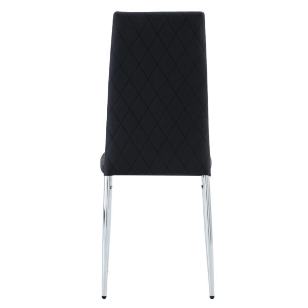 Grid armless high backrest dining chair, black chair and 6-piece set of electroplated metal legs, office chair. Suitable for restaurants, living rooms, kitchens, and offices.W115163430  0924