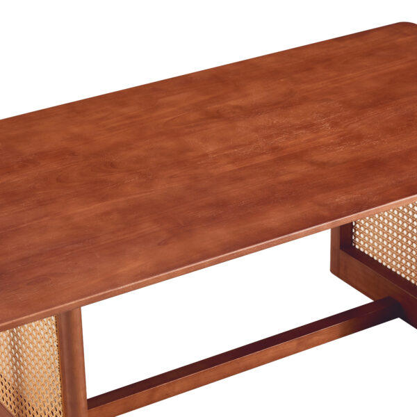 Chinese style log wind Imitation rattan Walnut color tea table rectangular solid wood coffee low table small family living room tea table