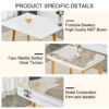 Imitation marble white sintered stone tabletop with rubber wooden legs, foldable computer desk, foldable office desk, suitable for restaurants, living rooms, terraces, kitchens