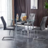 Modern Dining Chairs with Faux Leather Padded Seat Dining Living Room Chairs Upholstered Chair with Metal Legs Design for Kitchen, Living, Bedroom, Dining Room Side Chairs Set of 4 (Grey+PU)C-001