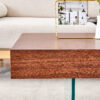 Walnut Colored MDF Coffee Table - 39.3"x21.6" with Tempered Glass Legs.Density Board Sticker,Reinforced Glass Legs.Walnut Colored Texture Sticker.