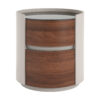 MDF ITALIAN RETRO DOUBLE STORAGE ROUND SIDE TABLE, GRAY BROWN COLOR