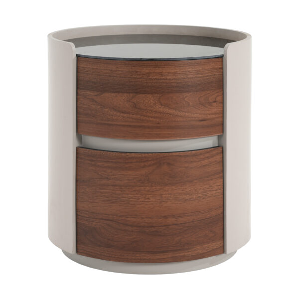 c10550eac4c84451bd0f4a56866c26b7_8c5a7934e0fe7fe298d80aaeacf0c96a MDF ITALIAN RETRO DOUBLE STORAGE ROUND SIDE TABLE, GRAY BROWN COLOR