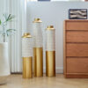 Floor metal vase modern style decoration home droplet shaped white metal vase 3-piece set gorgeous home decoration large glazed metal vase