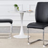 Luxury Simple Arch Chair - Set of 2 Black PU Material High Resilience Dining Chair with Arched Metal Silver Leg.