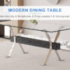 Dining table. Modern tempered glass dining table. Large modern office desk with silver plated metal legs and black MDF crossbars, suitable for both home and office use. Kitchen. 71 ''x35.4''x30 ''