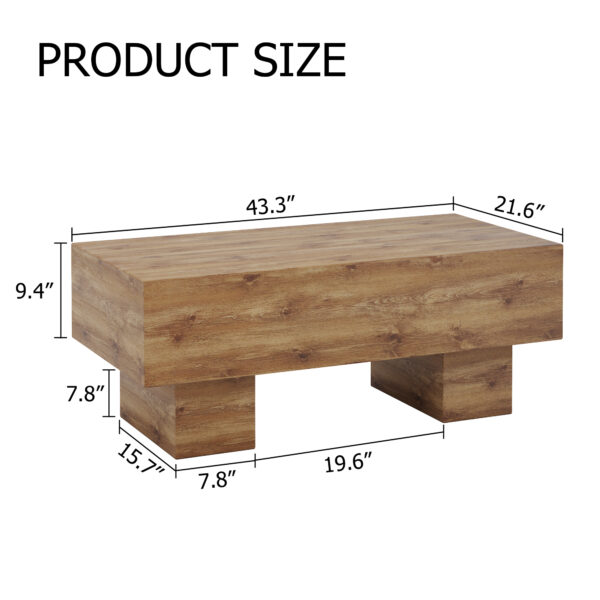 c150c40ae5904fa4979402737260fd0d_25668585fc5e2052a3df73cd5494d2ff This modern rectangular coffee table features a stylish wood color, making it an ideal addition to any living room or apartment, and measures 43.3 "x 21.6" x 17.2 ".W1151P168335