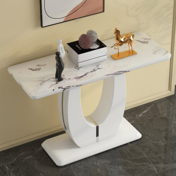Modern Simple Glossy White Rectangular Counter Bar Table 47.24" x 18.11" x 29.52" For Living Room Bedroom Bedside Entrance House Balcony Office Bathroom. BT-1280