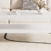Double rectangular coffee table. The board surface is MDF, with white stickers, and both sides are transparent tempered glass. Suitable for living room, bedroom and other occasions.