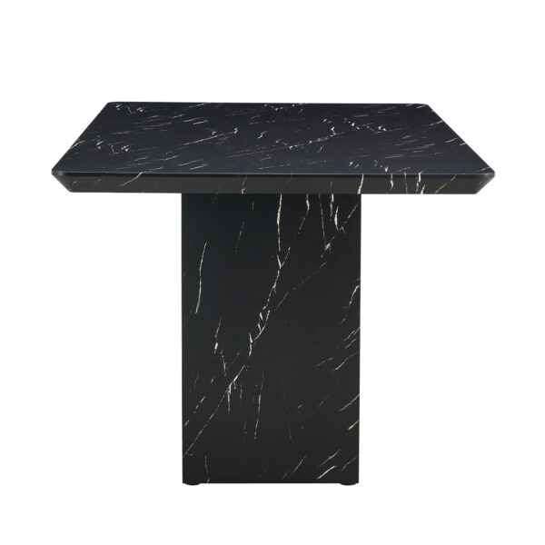 This modern dining table with MDF marbled design gives you a luxurious and elegant feel, adding a touch of elegance whether it is a family dinner or entertaining guests.