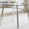 Modern minimalist style circular transparent tempered glass table, tempered glass tabletop, silver metal table legs, suitable for kitchen, dining room, and living room, 40 "* 40" * 29.5 "W1151S01226