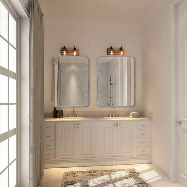 22x30 Inch Silver Metal Framed Rectangular Bathrrom Mirror for Wall.(W2203P183126)