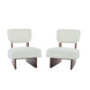 [Set of 2] Modern Beige Lounge Chair with Polyester Upholstery, Sturdy Wood Base With Walnut Finish, Minimalist and Stylish Accent Seating for Living Room, Bedroom, or Office