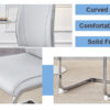 Luxury Simple Arch Chair - Set of 6 Light Gray PU Material High Resilience Dining Chair with Arched Metal Silver Leg.