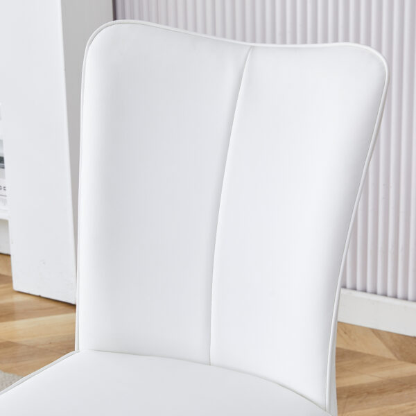 c21d0f49a8b34db794471f407fce4c7f_5d8437f5f064136d8ac72b21a4077c67 Table and chair set, MDF desktop, white metal table legs, stable and beautiful, suitable for most styles of home. Modern simple dining table, comfortable seating.