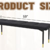 59*17 Inch Multifunctional Black Shoe Bench - Faux PU Cushion, Sturdy Metal Legs With Gold Accents.Suitable For Bedroom,Fitting room, Storage room, Dining room, and Living room,etc.