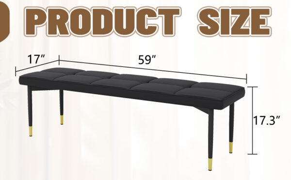 c226818cae5a474096be6c105083aa37_14fee6dfc6d1b5b2ecf44d76d4d83b8c 59*17 Inch Multifunctional Black Shoe Bench - Faux PU Cushion, Sturdy Metal Legs With Gold Accents.Suitable For Bedroom,Fitting room, Storage room, Dining room, and Living room,etc.