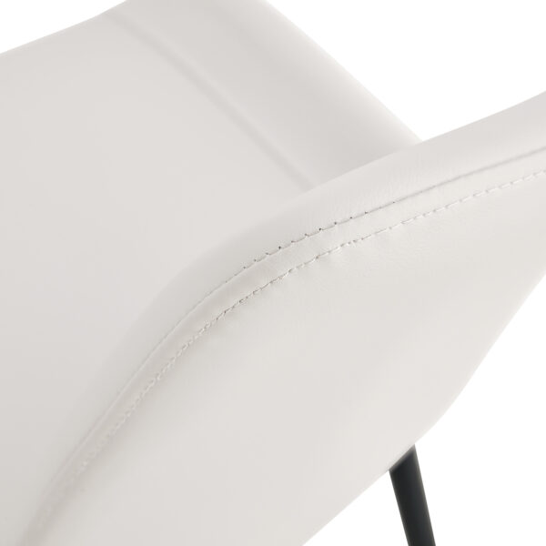 c22e32f768a4400b9eb12a424e7384c0_b02b3d255220d0181cb92bc22ceac19f White artificial leather backrest cushion dining chair, black metal legs, curved widened cushion design for more comfort, suitable for restaurants, kitchens, bedrooms, offices.(4 chairs) 0502