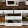 54" Farmhouse Buffet Sideboard with Storage Cabinet & Adjustable Shelf – Wood Top Dining Table with Drawer, Kitchen Storage Cabinet for Dining Room, Living Room, White