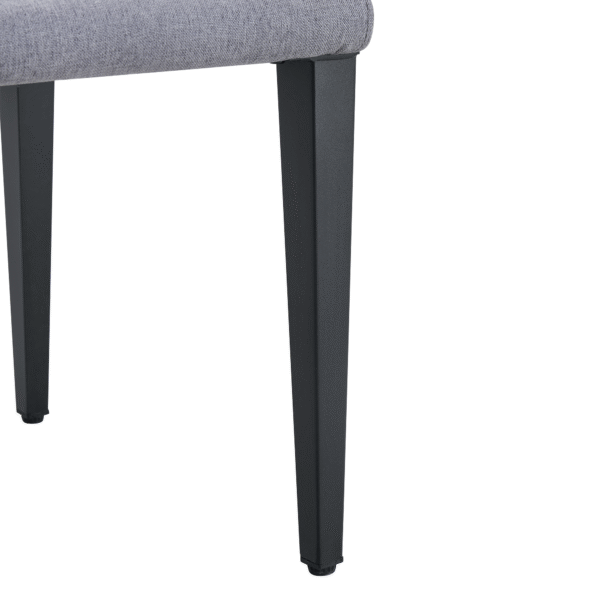 Table and chair set.71*35.4 inch Wooden And Black Spliced Dining Table With Storage Function In The Middle Of The Table Legs.Paired With 6 Light Gray Linen-Cotton Dining Chairs, Simple And Versatile.