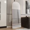 The 3rd generation aluminum alloy metal frame arched floor mounted wall mirror, upgraded in quality, bathroom makeup mirror, bedroom entrance, clothing store, gold 65 "* 23 "W1151121956