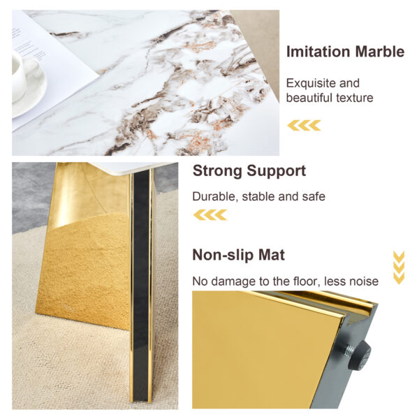 c2816af36c974c84bd95c65578ba79d2_e931c30312b21afd06b84470fad33367 63"x31.5x30" Luxurious Cold Jade Slab Dining Table with Golden Stainless Steel Butterfly Legs.The tabletop is designed to be scratch and heat resistant.Slabs Tabletop,Golden Stainless Steels Legs.