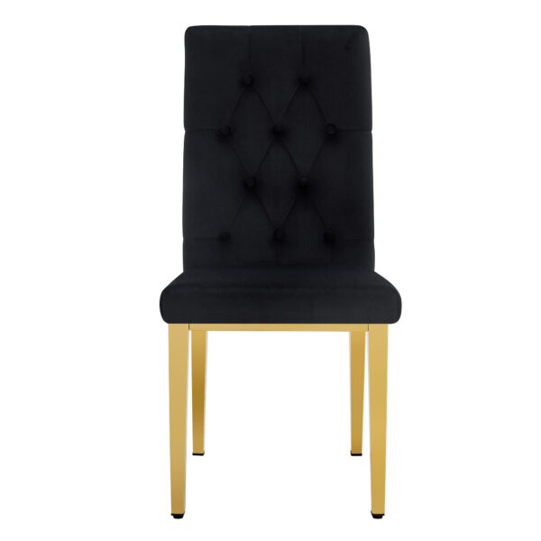 c28a754c5c324b3cacef9bacb6d46665_3292d7bdb641b3402348dc89d477c760 4 piece dining chairs.The gold metal legs complement the black velvet, showcasing a perfect blend of modern and classic elements.Suitable for various occasions such as kitchens,conference rooms, etc.