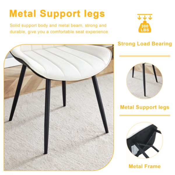 c2cb9676e7df4ad58e92c1601458dab5_e0a9a8c1705413b04846d9ea120d0d74 Extended Seat Cushion PU Dining Chair Set - Four Pieces.Smooth line design.Can integrate well into various modern home decoration styles.White and Black Splicing Colors.