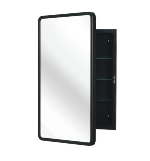 Black 16x24 inch  Metal Framed Wall mount or Recessed Mirror Cabinet