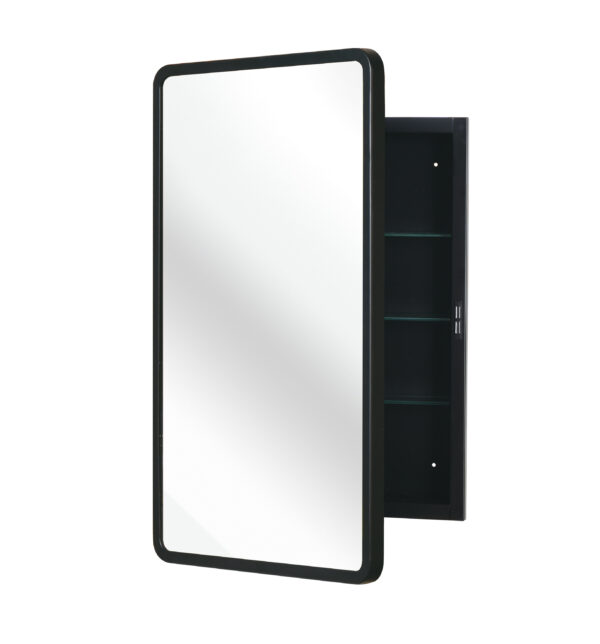 Black 16x24 inch  Metal Framed Wall mount or Recessed Mirror Cabinet