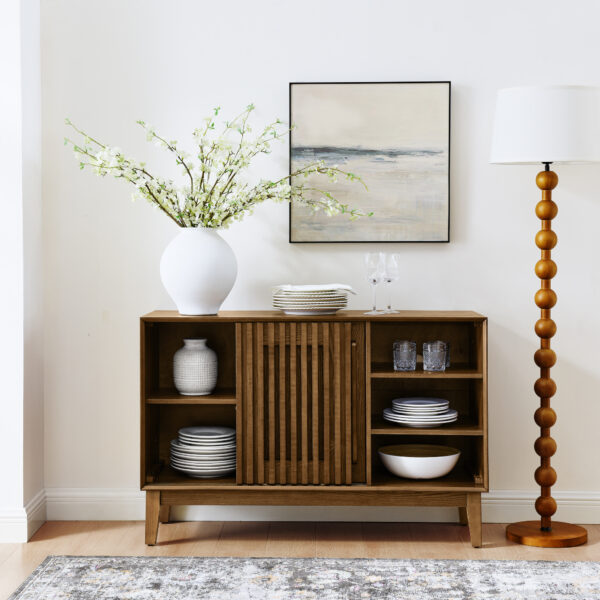 c36cd8cf7f2b4a5e885d57716772eec1_f734352228b9a44a32d29bb4bbe5edae 47.3" Sideboard Buffet Cabinet with Storage, Farmhouse Fluted Sideboard with 2 Doors & Solid Wood Feet, TV Media Console, Storage Cabinet for Kitchen Dining Living Room Entryway Hallway, Walnut