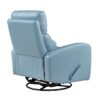 Glider Recliner Chair with Swivel Motion Blue Leather Upholstery Solid Wood Comfort Luxury Living Room Furniture 1pc